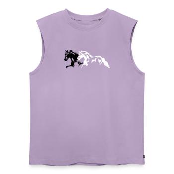 Chevaux étalon - jument - poulain - T-shirt sans manches femme en coton biologique Regular - lavande - Devant - AI Model Female 172 dark (172cm)