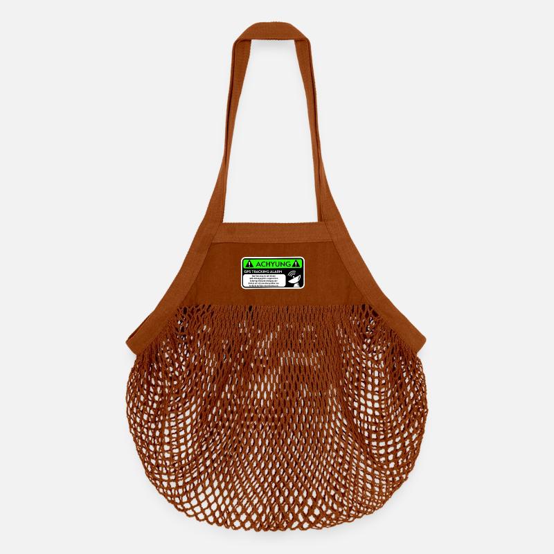 warning - Organic Mesh Shopping Bag - texas orange