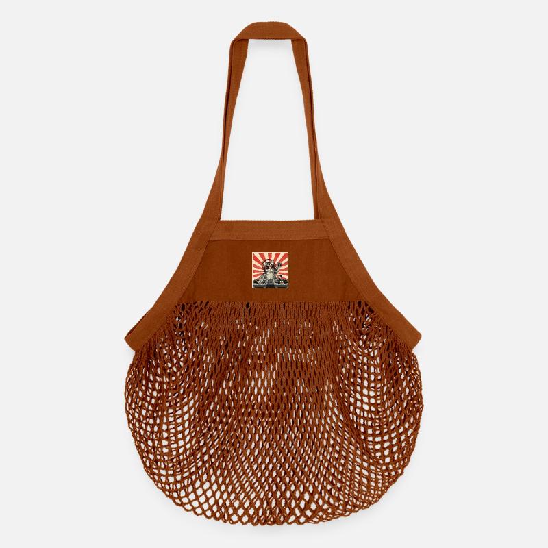Cat DJ Pop Art rétro - Sac de courses en mesh bio - texas orange