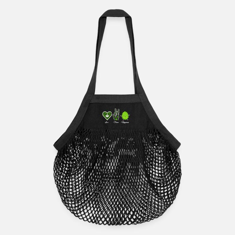 Amour, Paix et Bonheur - Sac de courses en mesh bio - noir