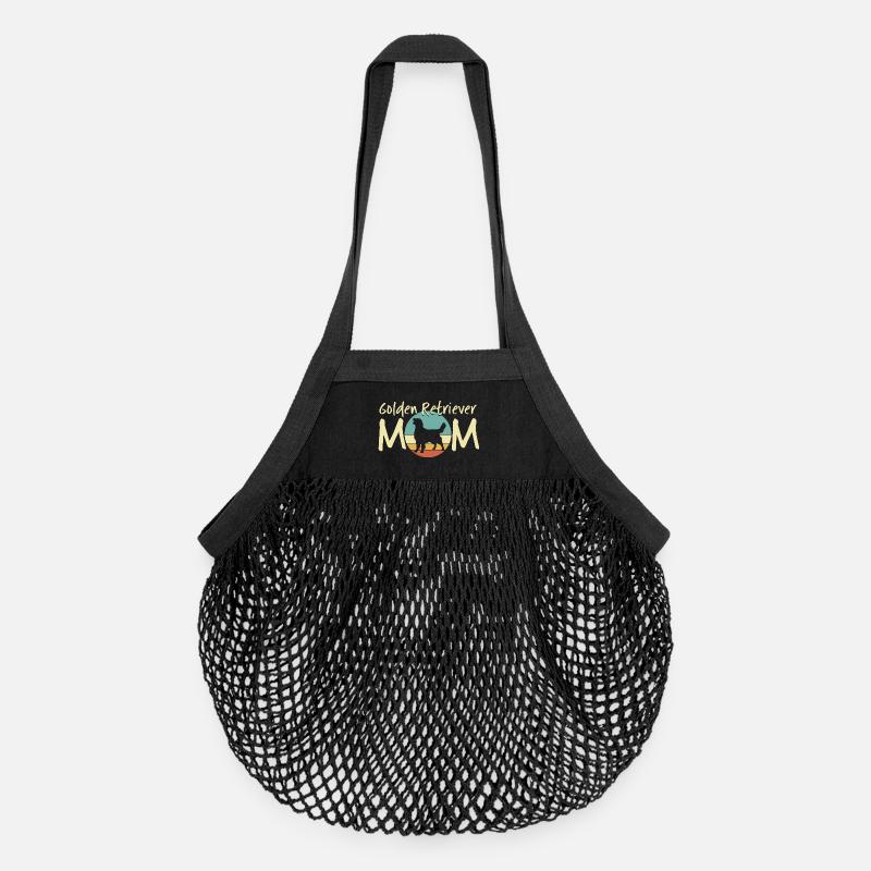 Illustration de maman Golden Retriever - Sac de courses en mesh bio - noir