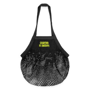 Camping ist Therapie - Organic Mesh-Einkaufstasche - Schwarz - Vorne