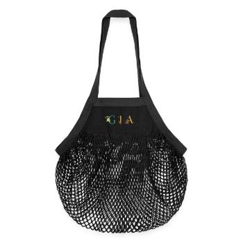 GIA Name Art With Flowers Embroidered - Organic Mesh Shopping Bag - black - Front