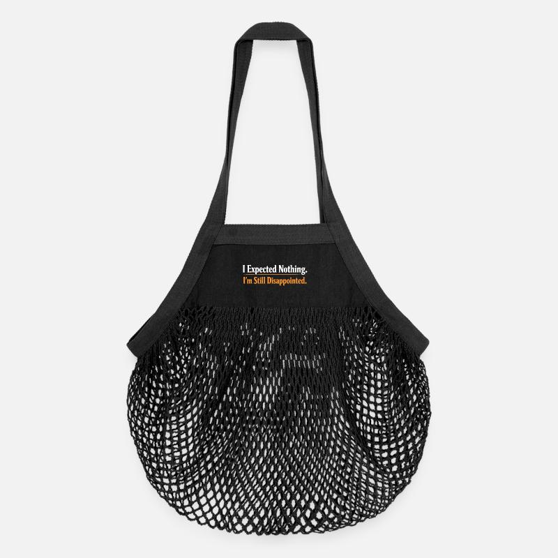 Sarcasme, je ne m’attendais à rien, je suis toujours - Sac de courses en mesh bio - noir