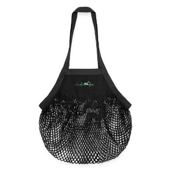 Wheel Loader Heartbeat Bulldozer - Organic Mesh Shopping Bag - black - Front