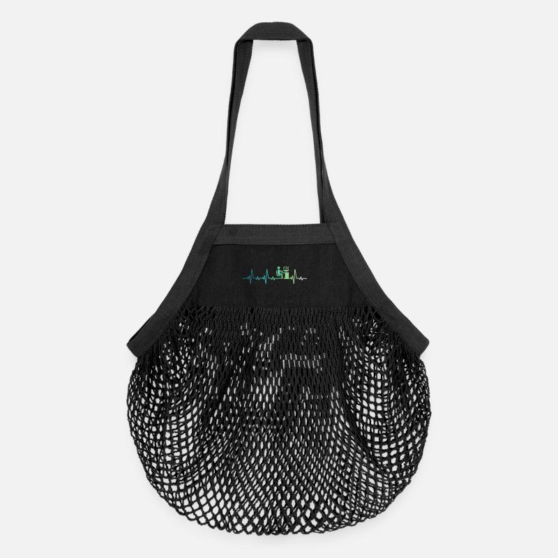 Heartbeat Programmer Developer - Organic Mesh Shopping Bag - black
