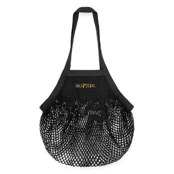 SOPHIA Namenskunst mit gestickten Blumen - Organic Mesh-Einkaufstasche - Schwarz - Vorne