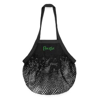 Floristin Design – Eleganter Schriftzug - Organic Mesh-Einkaufstasche - Schwarz - Vorne
