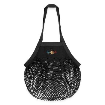 Cello Herzschlag Cellist Violoncello Cellistin - Organic Mesh-Einkaufstasche - Schwarz - Vorne