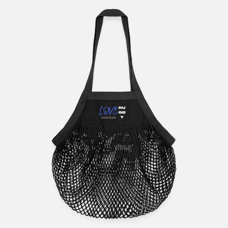 Ich liebe Rugby Blau - Organic Mesh-Einkaufstasche - Schwarz