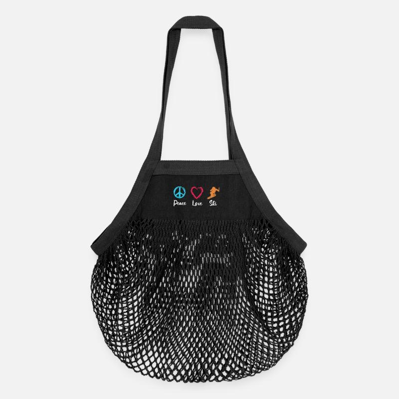 Peace Love Ski - Sac de courses en mesh bio - noir