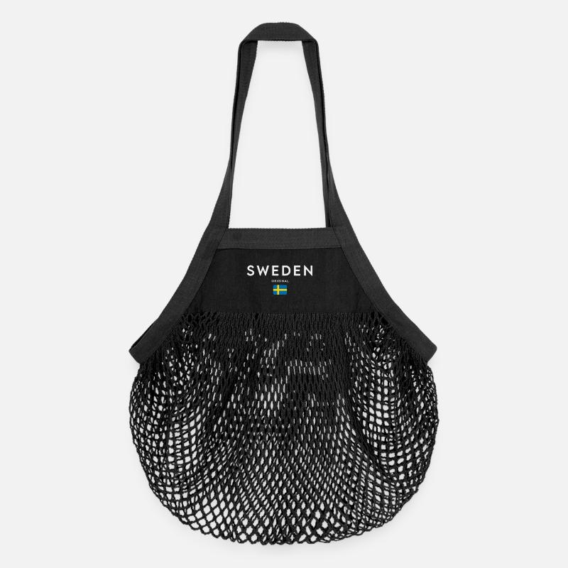 Drapeau de la Suède, fierté suédoise - Sac de courses en mesh bio - noir