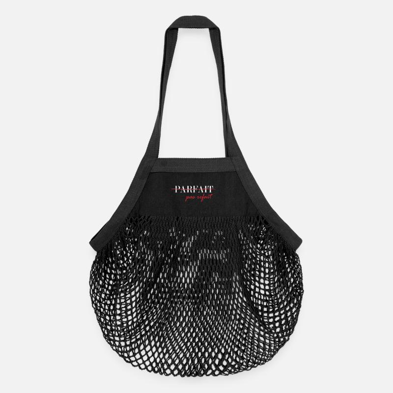 Perfekt, nicht erneuert (weiß) - Organic Mesh-Einkaufstasche - Schwarz