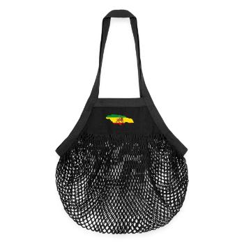 Lion of Judah Jamaica Rasta Flag Map of Jamaica - Organic Mesh-Einkaufstasche - Schwarz - Vorne