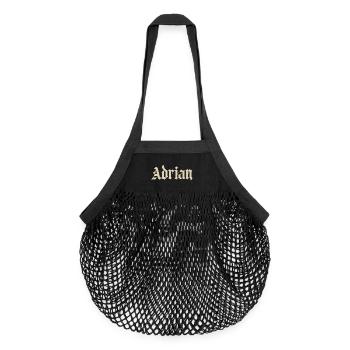 Adrian Gothic Lettering - Organic Mesh Shopping Bag - black - Front