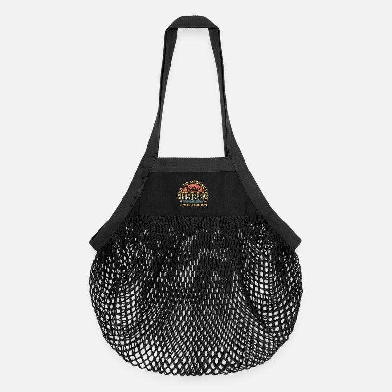 Jahrgang 1966 Bis zur Perfektion gereift - Organic Mesh-Einkaufstasche - Schwarz