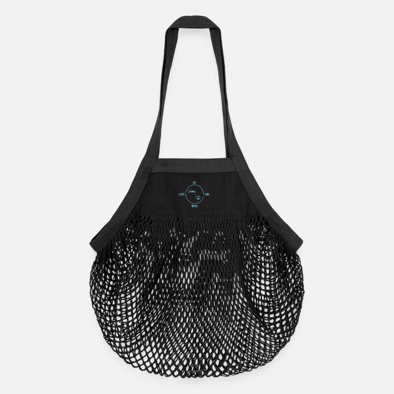 Eat Sleep Code Repeat - Programmierer Kreislauf - Organic Mesh-Einkaufstasche - Schwarz