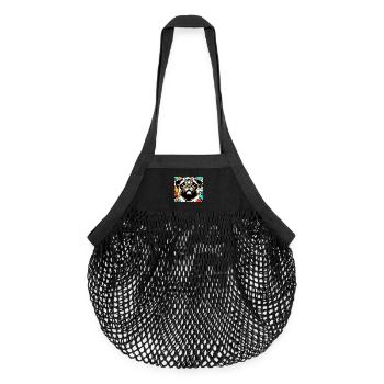 Mopshund Pop Art - Organic Mesh-Einkaufstasche - Schwarz - Vorne