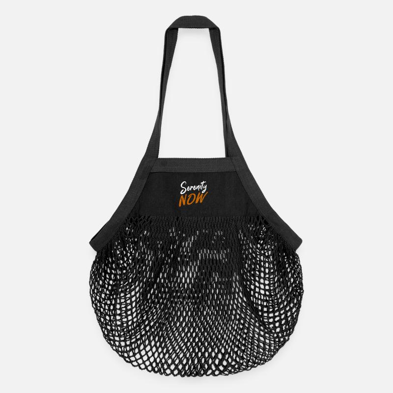 La sérénité maintenant, Typographie à la brosse - Sac de courses en mesh bio - noir