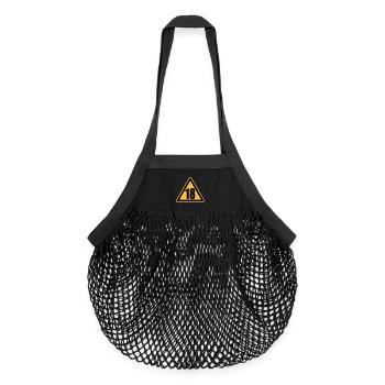 Warning 18 | Achtung 18 - Sac de courses en mesh bio - noir - Devant