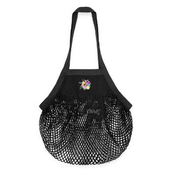 Bouquet de fleurs - Sac de courses en mesh bio - noir - Devant
