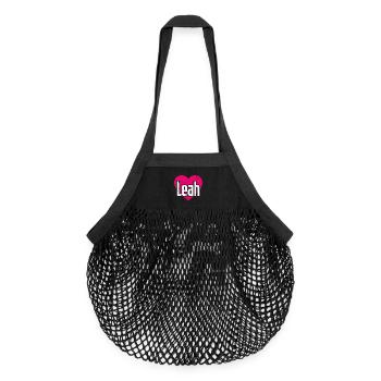 I Love Leah Pinkes Herz Ich liebe Leah - Organic Mesh-Einkaufstasche - Schwarz - Vorne