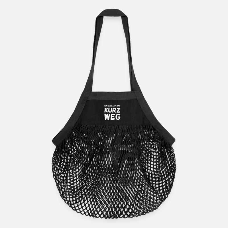 Ich bin dann mal Kurz Weg - Organic Mesh-Einkaufstasche - Schwarz