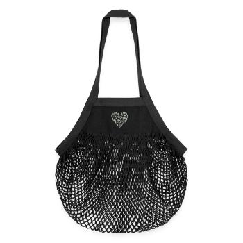 Herz mit Berg- und Waldlandschaft - Organic Mesh-Einkaufstasche - Schwarz - Vorne