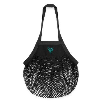 Turquoise skull - Organic Mesh Shopping Bag - black - Front