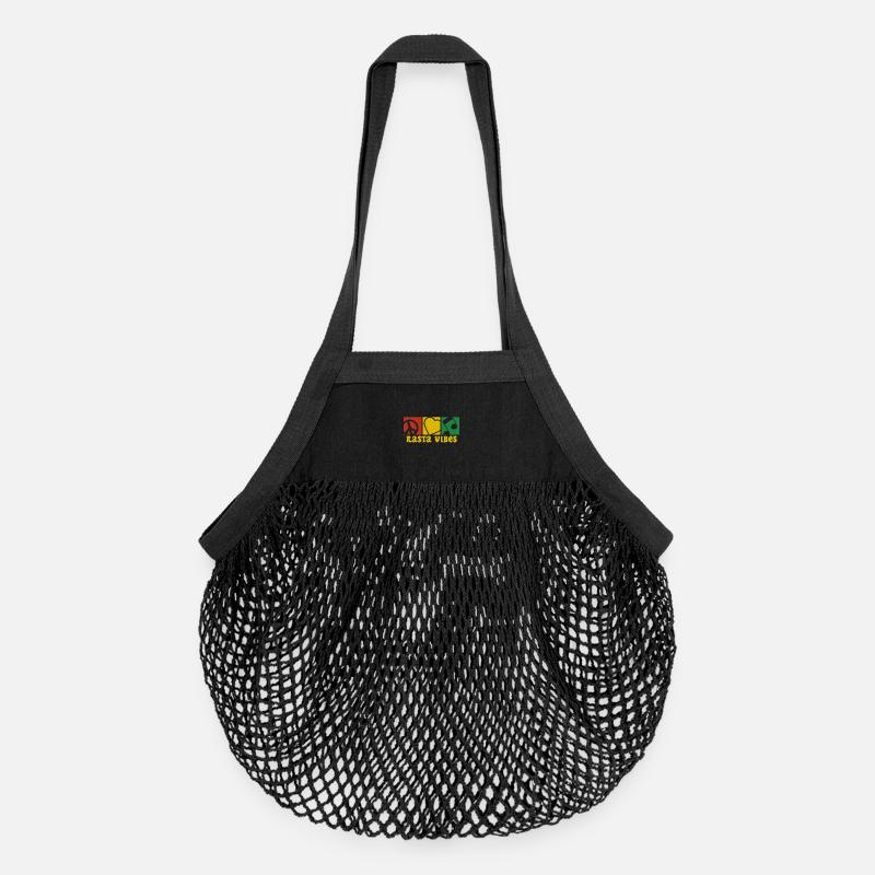 Rasta Peace Liebe Musik Blockdesign - Organic Mesh-Einkaufstasche - Schwarz
