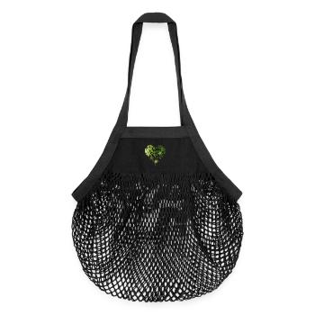 grünes Blätterdach eines Waldes in Herz Form - Organic Mesh-Einkaufstasche - Schwarz - Vorne