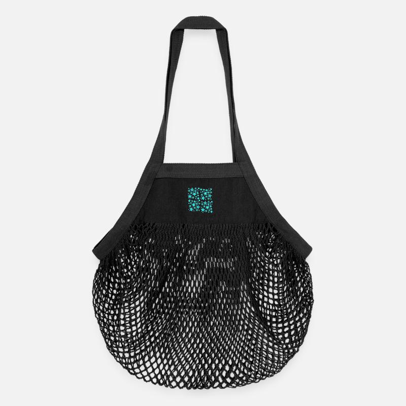 Leuchtende blaue Sternenmuster auf Schwarz - Organic Mesh-Einkaufstasche - Schwarz