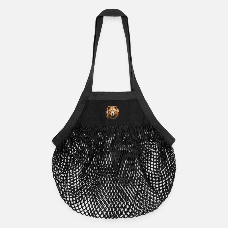 Bär Portrait – Wildtier Alpen Motiv - Organic Mesh-Einkaufstasche - Schwarz