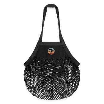 BMX Silhouette Retro Sonnenuntergang - Organic Mesh-Einkaufstasche - Schwarz - Vorne