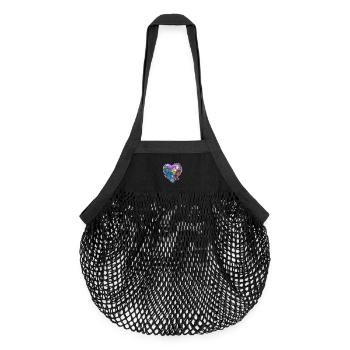 Cœur brisé de pierre - Sac de courses en mesh bio - noir - Devant