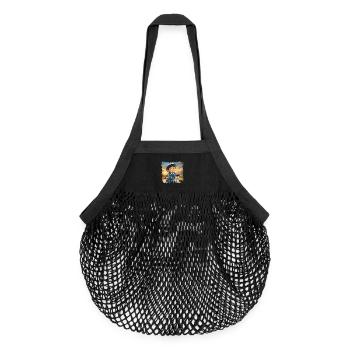 Kleiner Junge auf altem Motorrad - Organic Mesh-Einkaufstasche - Schwarz - Vorne