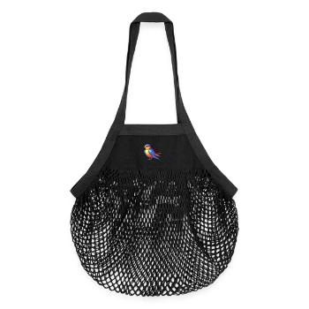 hirondelle coloré kawaii personnage de dessin animé oiseau - Sac de courses en mesh bio - noir - Devant