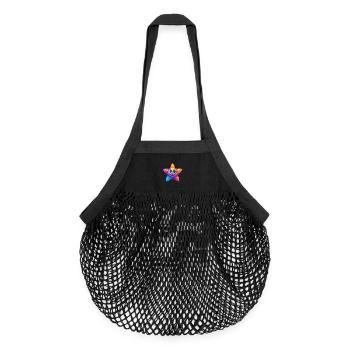 Seestern Buntes Kawaii Cartoon Meerestier - Organic Mesh-Einkaufstasche - Schwarz - Vorne