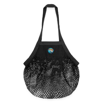 saumon mignon kawaii dessin animé clipart animal animal logo - Sac de courses en mesh bio - noir - Devant