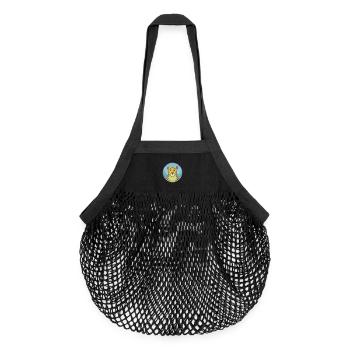 Jaguar mignon Kawaii dessin animé Clipart Animal de compagnie - Sac de courses en mesh bio - noir - Devant
