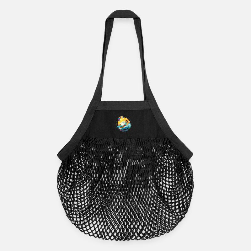 Illustration colorée d’un kitesurfeur - Sac de courses en mesh bio - noir