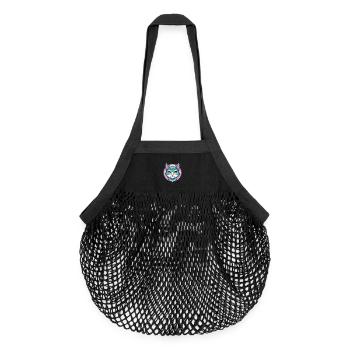 Chat bleu russe race dessin animé Kawaii Animal Pet - Sac de courses en mesh bio - noir - Devant