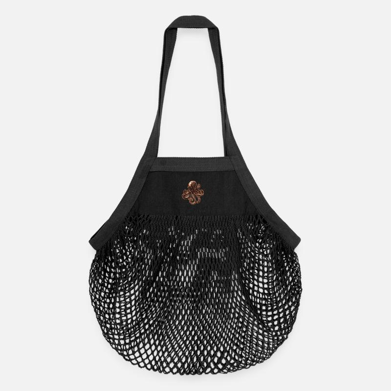 Steampunk Oktopus Tintenfisch Vintage - Organic Mesh-Einkaufstasche - Schwarz