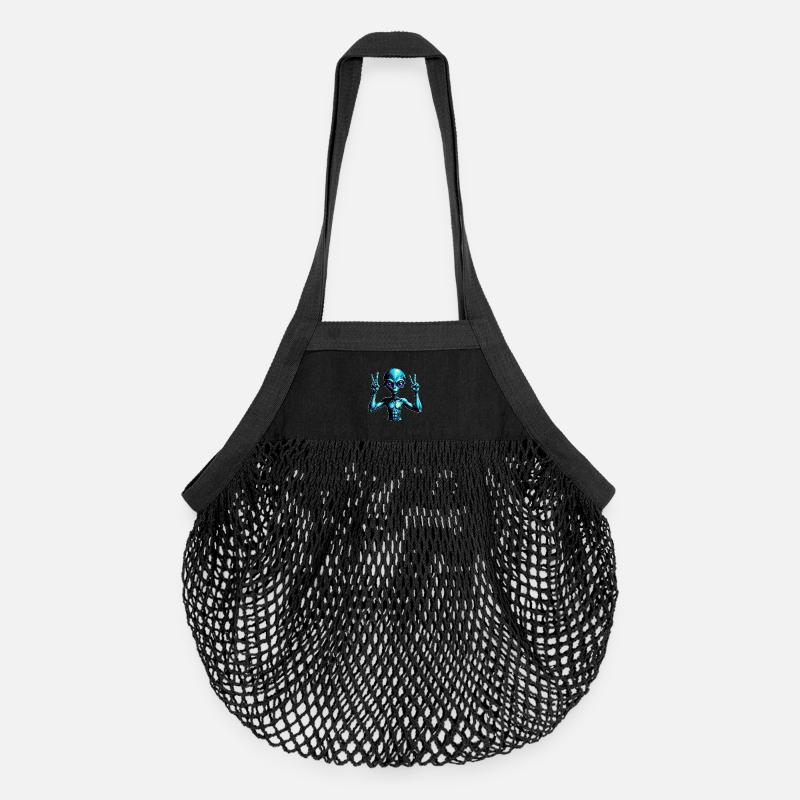 Futuristische außerirdische Friedenszeichen Illustration - Organic Mesh-Einkaufstasche - Schwarz