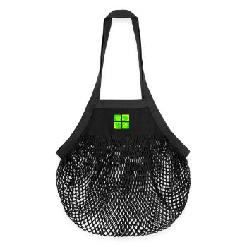 Crâne enflammé – Style motard et rocker - Sac de courses en mesh bio - noir - Devant