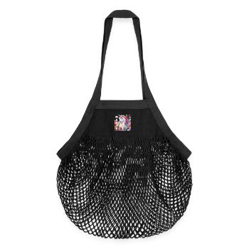 Licorne magique aux couleurs de l’arc-en-ciel animal de pouvoir - Sac de courses en mesh bio - noir - Devant