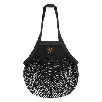 Mosaik-Eidechse – Farbenfrohes Tierdesign - Organic Mesh-Einkaufstasche - Schwarz - Vorne