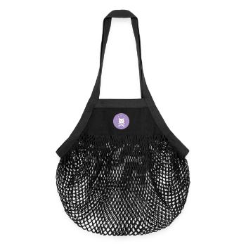 Jolly Roger Punk Katze in  Lila Kreis - Organic Mesh-Einkaufstasche - Schwarz - Vorne