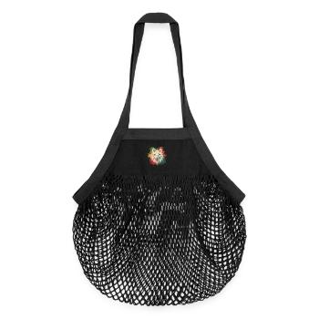 Loup Zentangle - Sac de courses en mesh bio - noir - Devant