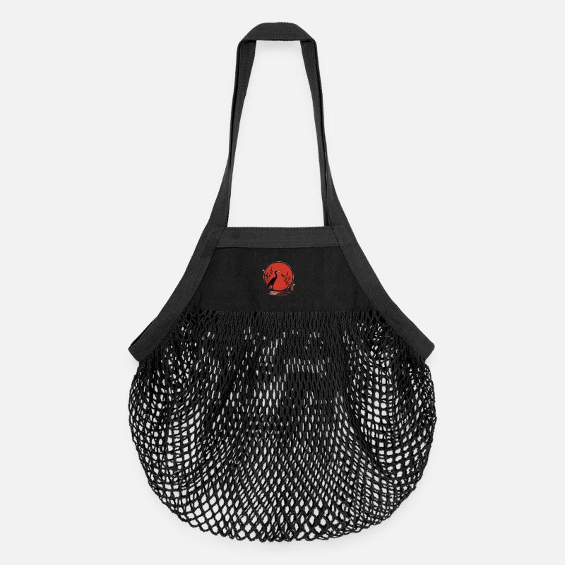 Ukiyoe de la Grue Rouge - Sac de courses en mesh bio - noir